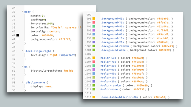 samples from a page of css computer code